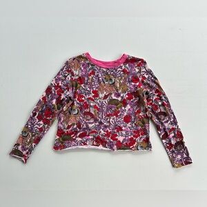 Maeve Anthropologie Caitlin Forest Owl Floral Long Sleeve Top Women’s Size Small
